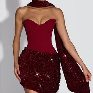 Babyboo sequins corset dress and scarf